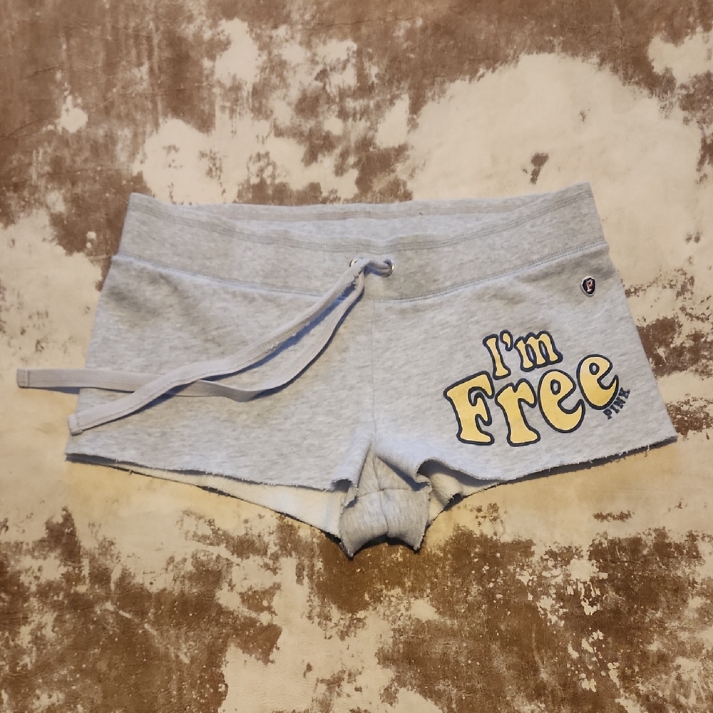 VS Pink "I'm Free" Fleece Shorty Shorts. Size: S